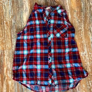 PASSPORT red/blue plaid tank top for women size L